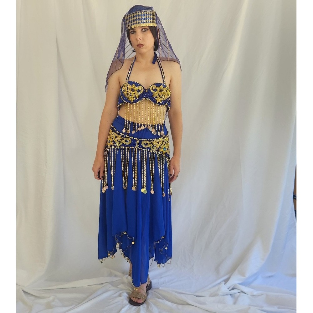 Custom Made Blue and Gold Belly Dancer or Genie Costume